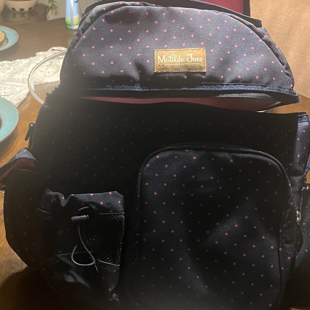 Matilda Jane Navy and Pink Dot Backpack